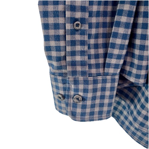 UNTUCKit Bergstrom Performance Slim Fit Flannel Mens Large Blue Gray Gingham - Picture 4 of 11