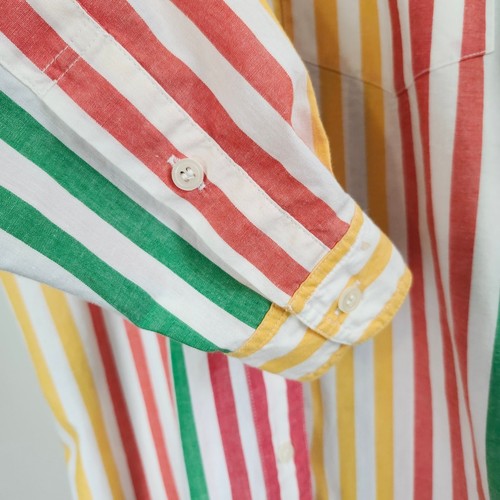 Lizsport Women's Vintage Long Sleeve Button Up Shirt Large Multicolor Stripe - Picture 4 of 13