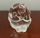 Vtg $250 STEUBEN #5516 Crystal Glass "Wisdom" 2.5" Owl Hand-Cooler Paperweight