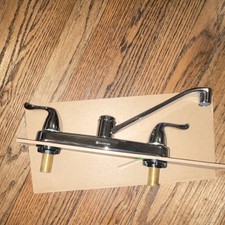 Glacier Bay Chrome High Arc Dual Lever Kitchen Faucet 8 in Centerset Deck Mount