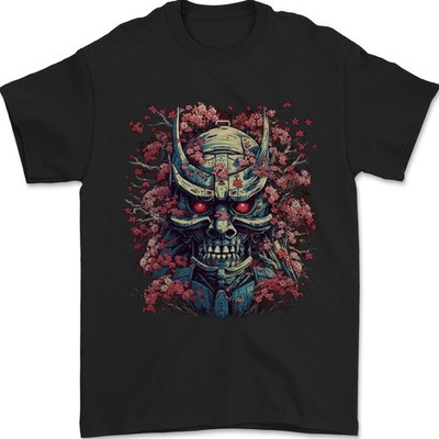 Samurai Oni Maske Bushido Ronin MMA Herren T-Shirt 100% Baumwolle Schwarz