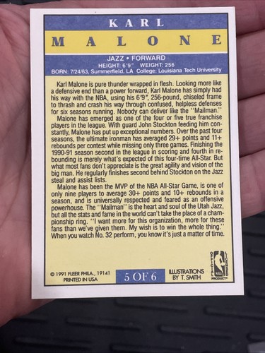 1991-92 Fleer Pro Vision Michael Jordan #2 ERROR CARD - Karl Malone on Back 1/1? - Picture 18 of 18