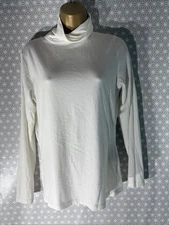 Womens Tu Uk 14 Soft White Long Sleeve Roll Neck Stretch Casual Jersey T-shirt