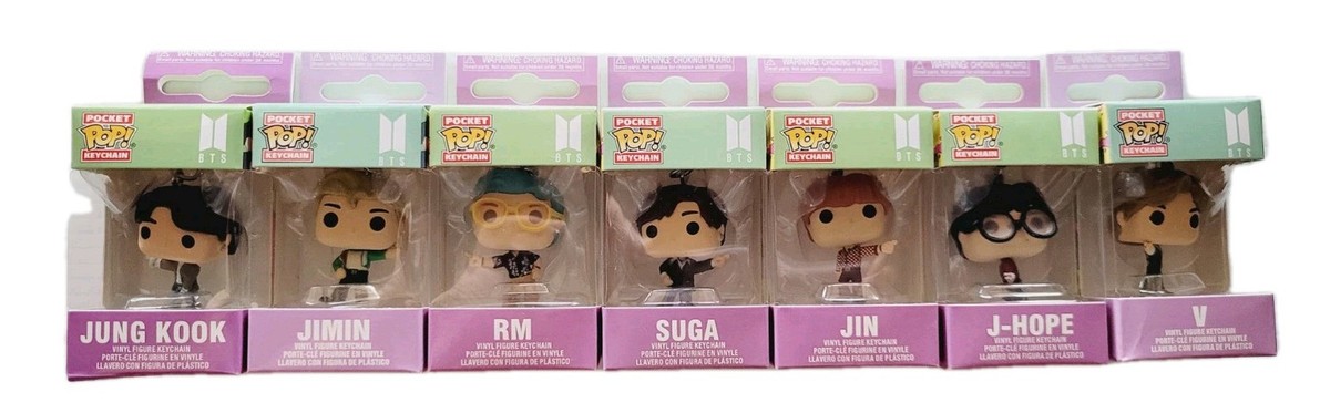 7 BTS FUNKO POP POCKET KEYCHAIN COMPLETE SET JUNGKOOK RM V SUGA J