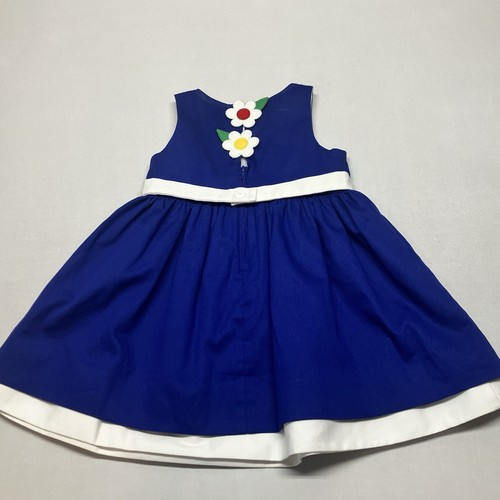 Florence Eiseman Blue White Layered Lined Dress Appliqué Flowers Toddler Girl 2T - Picture 2 of 16