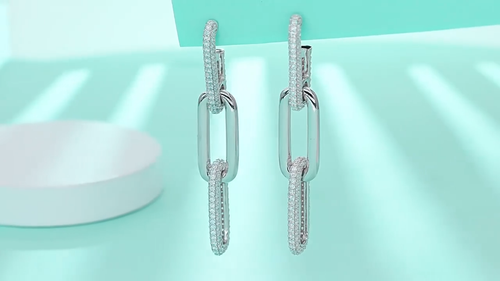 Full Moissanite Paperclip Drop Dangle Earrings 925 Sterling Silver Pass Tester - Video 1 of 1