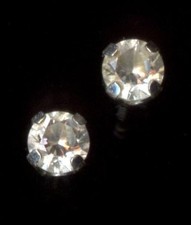 14K Fine Solid White Gold 3mm Round Clear Crystal CZ Solitaire Stud Earrings nl