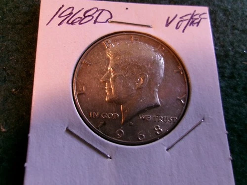 1 - 1968D Kennedy 40% Silver Half Dollar VF