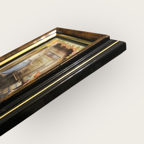 Quadro Beata Vergine di Caravaggio Stampa Cornice Legno 18.5x14cm Vintage - Foto 5 di 14