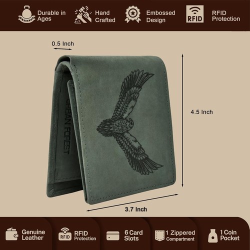 New Men's Genuine Leather Bi-fold Wallet Card Money Holder - Picture 5 of 6