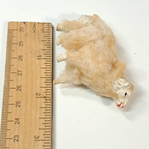 Putz sheep fleece fleecy fuzzy wooly lamb marked 20 Nativity figurine Vintage - Picture 4 of 10