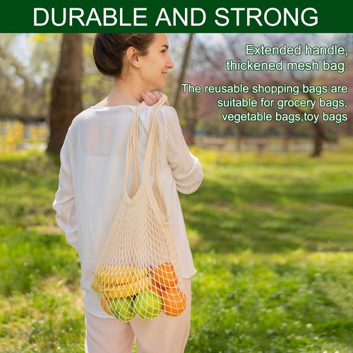 2 Pack 100% Cotton Mesh Grocery Bags Reusable Produce Bags for Fruits Vegetables - Bild 5 von 6