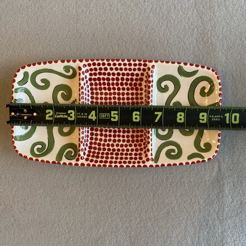 Mandy M Bagwell Simply Christmas Swirl Dot 3-Part Rectangular Tray Dish - Picture 8 of 10
