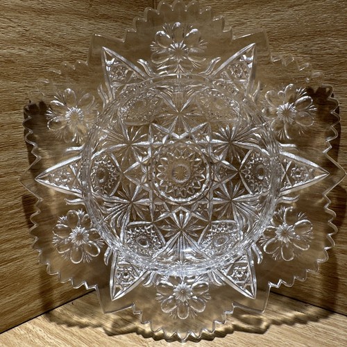 Antique EAPG IMPERIAL Glass Co. Butter Dish Cosmos Clear 7.5” Base ONLY Hobstar - Picture 1 of 7