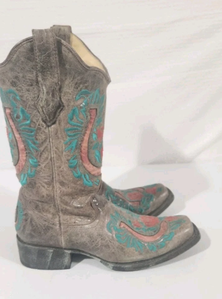 Corral R2545 Horseshoe Roses Boots 8 1/2 Square Toe Womens 8.5M - Image 4 of 4
