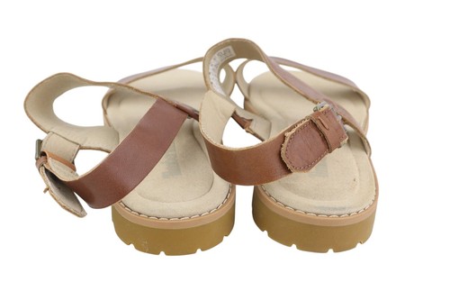 TIMBERLAND A23VZ Women Sandals EU37.5/38 Brown Leather Flats Buckle Closure Logo - Picture 8 of 15