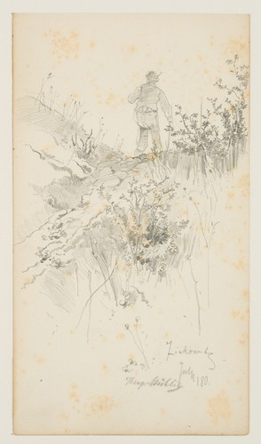 H. MÜHLIG (1854-1929), Wanderer bei Zirkowitz, 1880, Bleistift Realismus - Bild 2 von 5