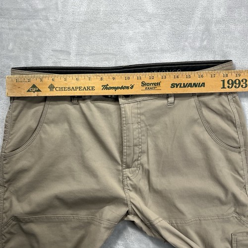 Prana Zion Pants Mens 38x30 (28 Inseam) Khaki Stretch Nylon Hiking Cargo Roll Up - Picture 8 of 12