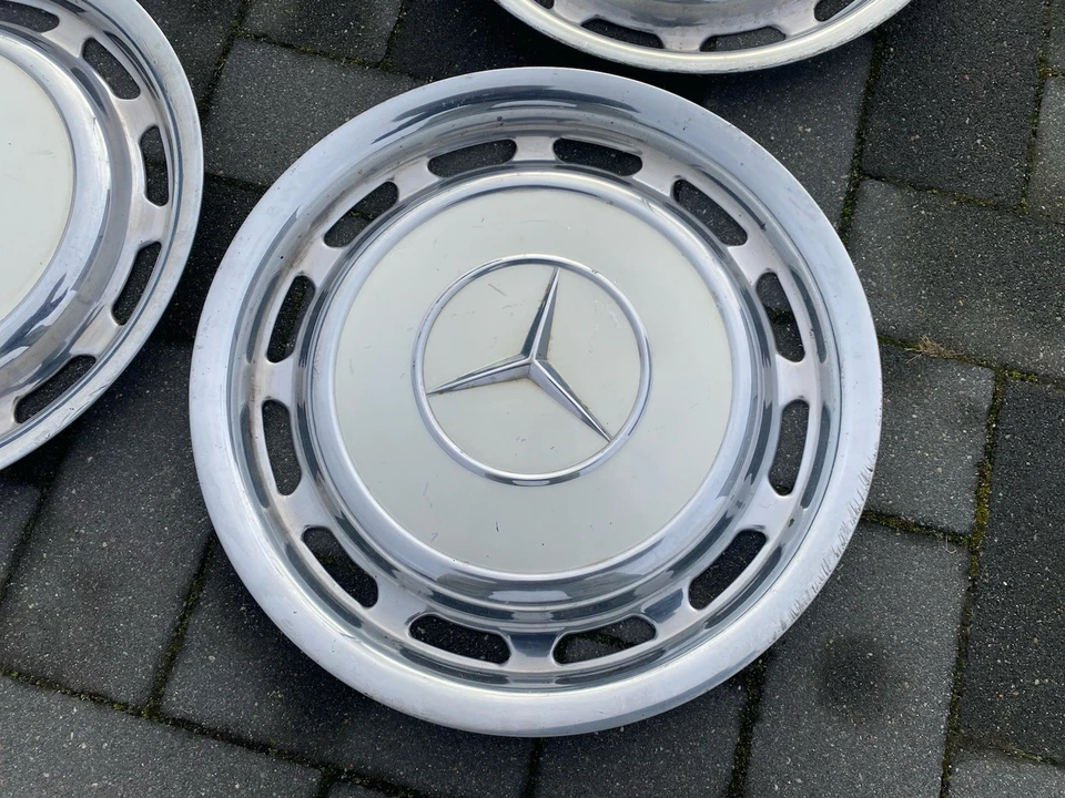 Mercedes W114 W115 W123 W116 W108 Chrom Rad Kappe Kappen 14 Zoll Classic Weiß - Bild 2 von 4