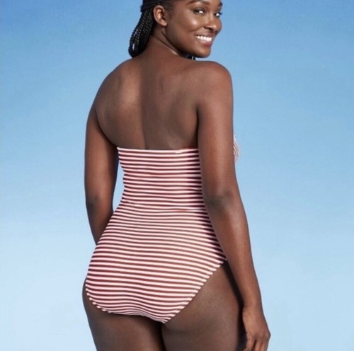 Kona Sol Woen's Twist Bandeau Ediu Coverage One Piece Swimsuit NWT Medium - Foto 2 di 8