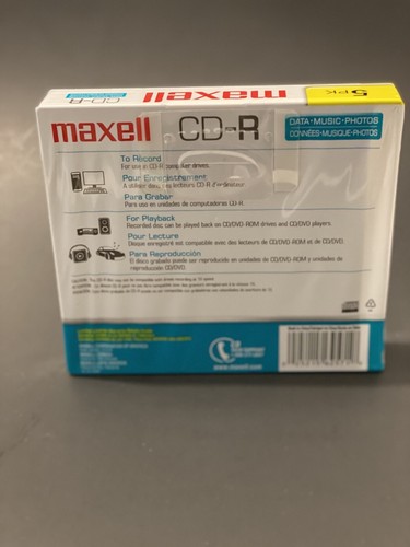 CD-R Maxell 5 Pack Blank Audio Music Data Recordable 80min 700MB Disc Slim Jewel - Picture 4 of 7