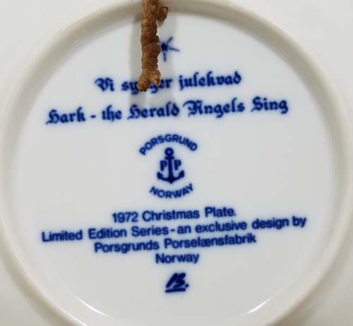 PLATO DE NAVIDAD JULEN DE COLECCIÓN PORSGRUND NORWAY 1972 HARK THE HERALD ANGELS CANTAR - Imagen 5 de 10