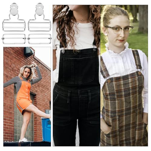 6 Sets Suspender Overall Buckles Dungaree Fastener, 1-1/2" Clasp Clips Silver - Bild 6 von 7