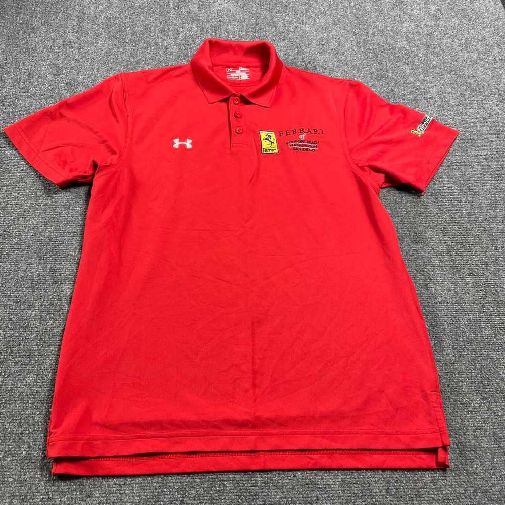 Under Armour Men's Red Short Sleeve Collared Button-Up T-Shirt Size M