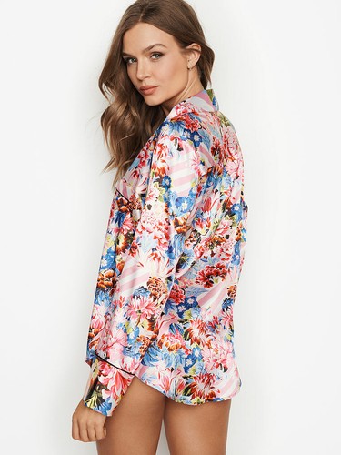 VICTORIA'S SECRET MARY KATRANTZOU Top pants PJ rose pink floral XS S M L - Picture 3 of 15