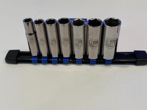 Sears Craftsman USA Nos 7pcs 3/8” Drive Deep Socket Set Easy Read Sae 6pt - Picture 2 of 3