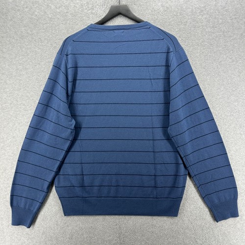 J.CREW Sweater Mens Size XL Blue Striped Long Sleeve Merino Wool Blend - Picture 7 of 10