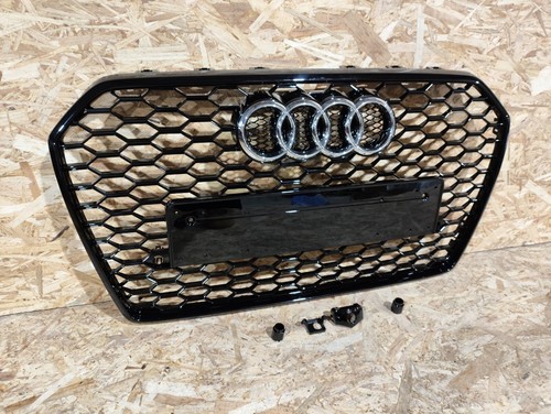 FOR AUDI A6 / S6 C7.5 2016-2018 RS6 STYLE HONEYCOMB GRILL IN ALL GLOSS BLACK - Picture 6 of 8