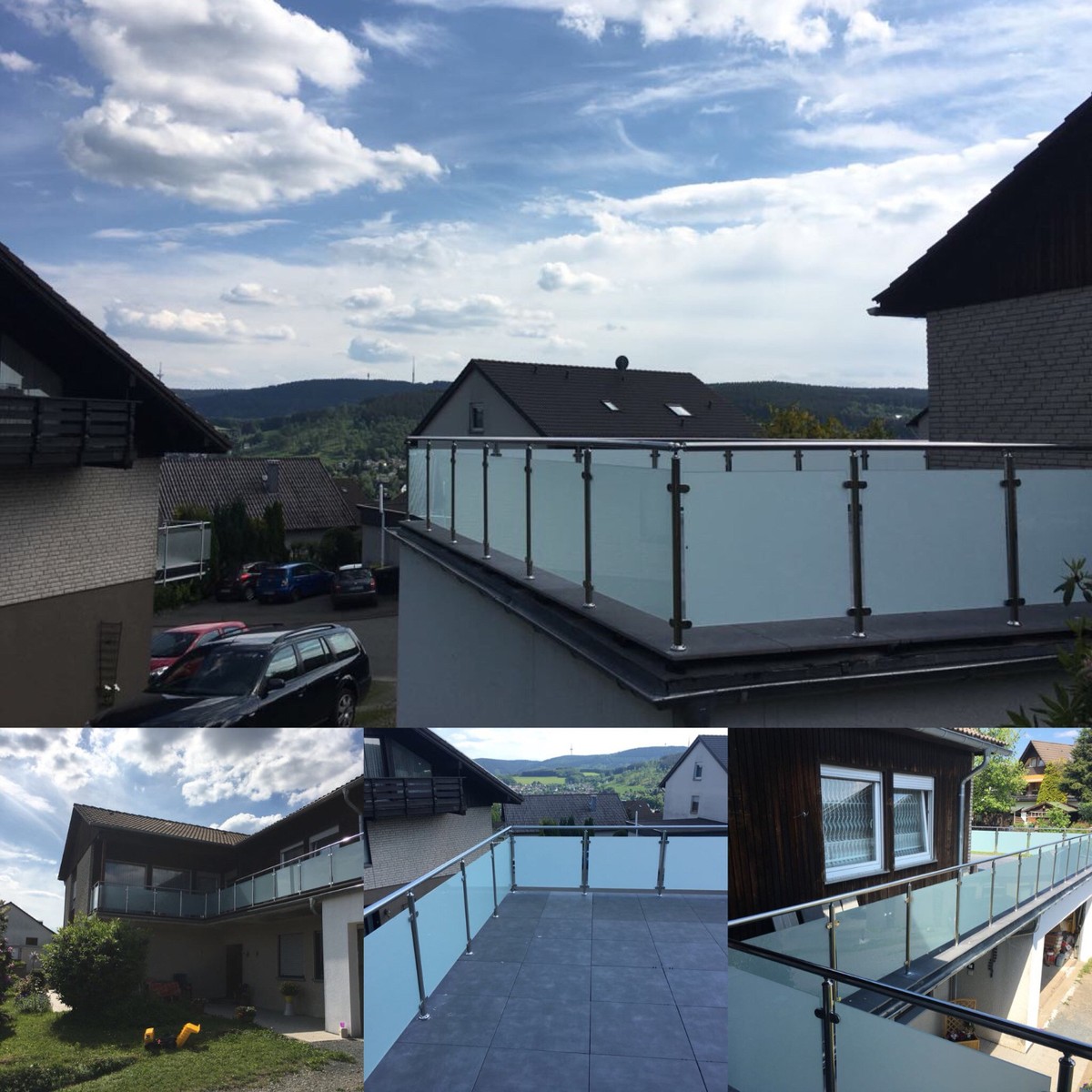 Balkongeländer mit VSG-Glas 8,38mm Geländer Treppe Terrasse Edelstahl