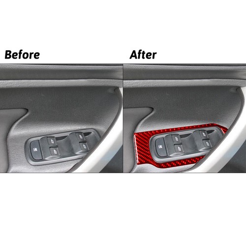 4Pcs Red Carbon Fiber Window Control Panel Cover Trim For Ford Fiesta 2011-2015 - Picture 15 of 20