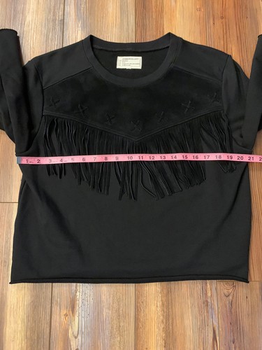 AKTUELL/ELLIOTT Damen M schwarz Western Rindsleder Fransen Hemd 3/4 Ärmel $ 298 - Bild 9 von 14