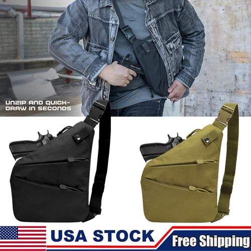 Taktische Waffentasche verdecktes Tragen Herren rechte Schulter Diebstahlsicherung Nylon Brusttasche - Bild 1 von 21