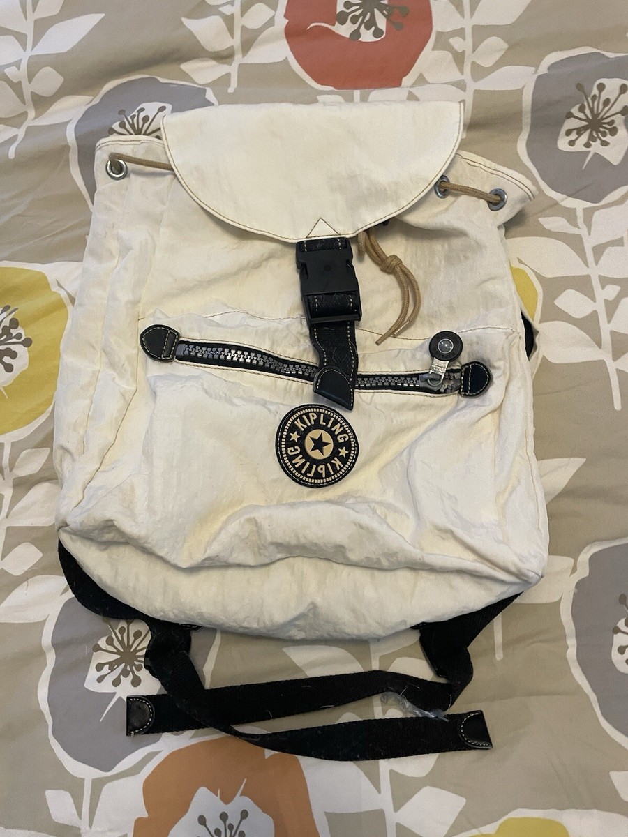 Vintage Kipling Keeper Drawstring Backpack White Nylon Vintage Kipling Keeper Drawstring Backpack White Nylon