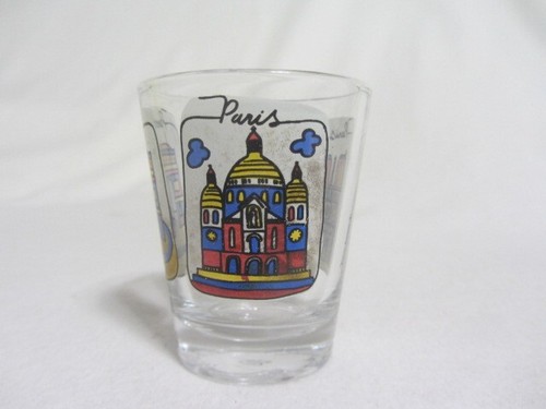 VINTAGE SOUVENIR PARIS FRANCE WITH DIFFERENT SITES AROUND SHOT GLASS - Picture 4 of 6