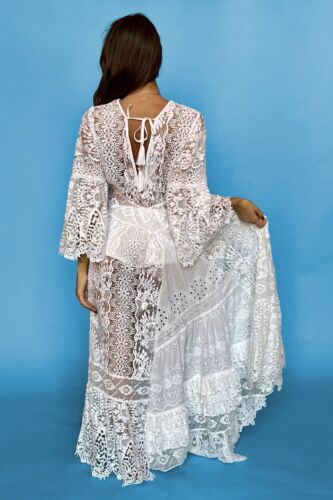 ANTICA SARTORIA 2024 LONG WHITE LACE DRESS STUNNING - Picture 2 of 2