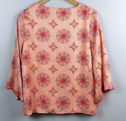 Forever 21 Contemporary Kimono Silky Orange Blue XS Open Front Retro - Picture 4 of 4