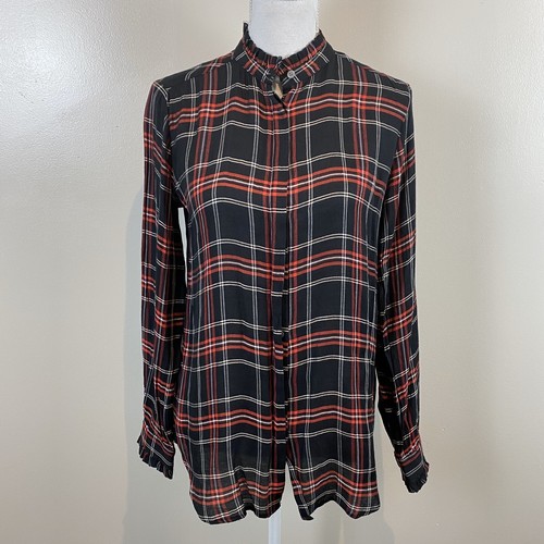 LOFT Softened Shirt Small Black Red 