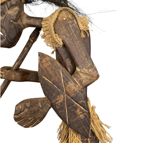 Wood Warrior Tribal Sculpture Statue of Native Man African Hand Carved 23 in - Bild 8 von 12