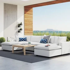 Modway Commix Outdoor Patio Sunbrella® 6-Piece Sectional Sofa in White
