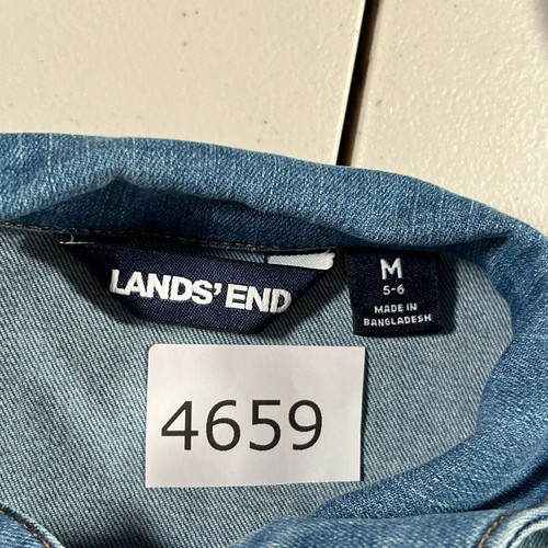 Lands End Jacket Denim Girls M 5/6 Jean Snap Up Stretch Trucker Light Wash - Picture 11 of 11