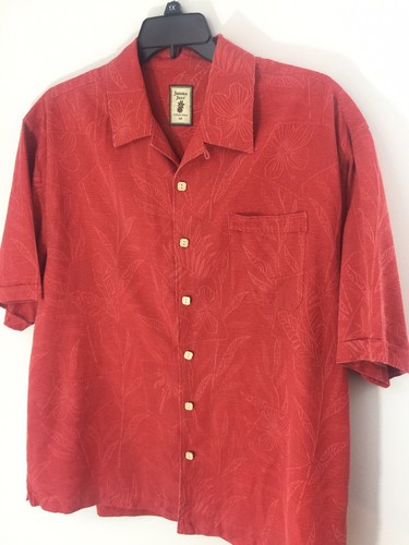Jamaica Jaxx XL Mens Orange 100% Silk Casual Camp Shirt - Picture 2 of 8