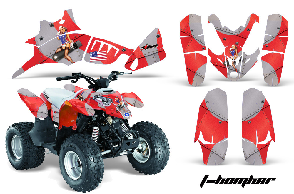 Atv Grafik Kit Quad Aufkleber für Polaris Protator 90 2003-2007 Tbomber Rot Atv Grafik Kit Quad Aufkleber für Polaris Protator 90 2003-2007 Tbomber Rot
