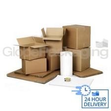 FLAT SIZE REMOVAL MOVING PACKING KIT 30 CARDBOARD BOXES + BUBBLE, TAPE, SACKS