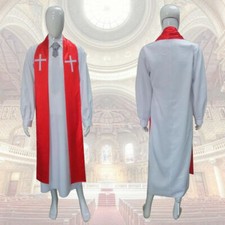 Priest Religious Father Costume White Robe Cosplay Halloween Fancy Dress
