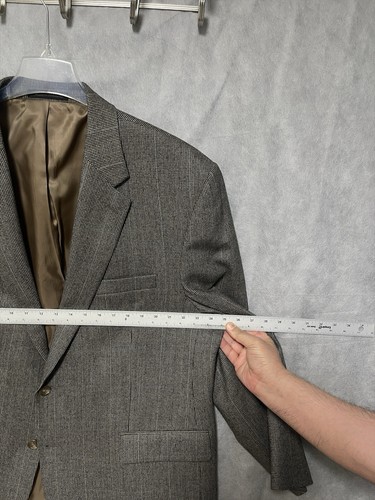 Chaps Blazer Men 48R Beige Houndstooth Career Office Flannel Ralph Lauren Luxury - Picture 2 of 11
