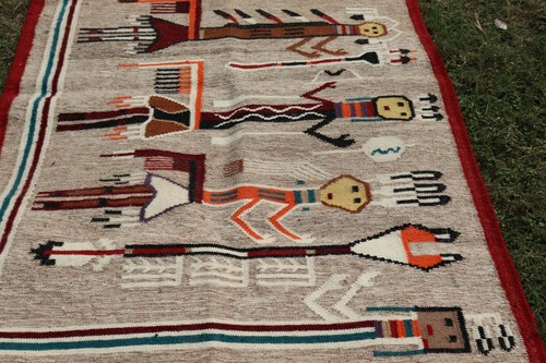 SOUTHWESTERN Wool Navajo Kilim Rug 4x6ft Handmade Red and Beige CAUCASIAN STYLE - Picture 3 of 8